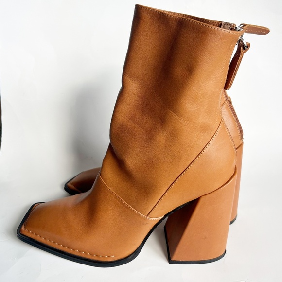 Alias Mae Eden Leather Brown Ankle Square Toe Boots Size 39 - Picture 7 of 8